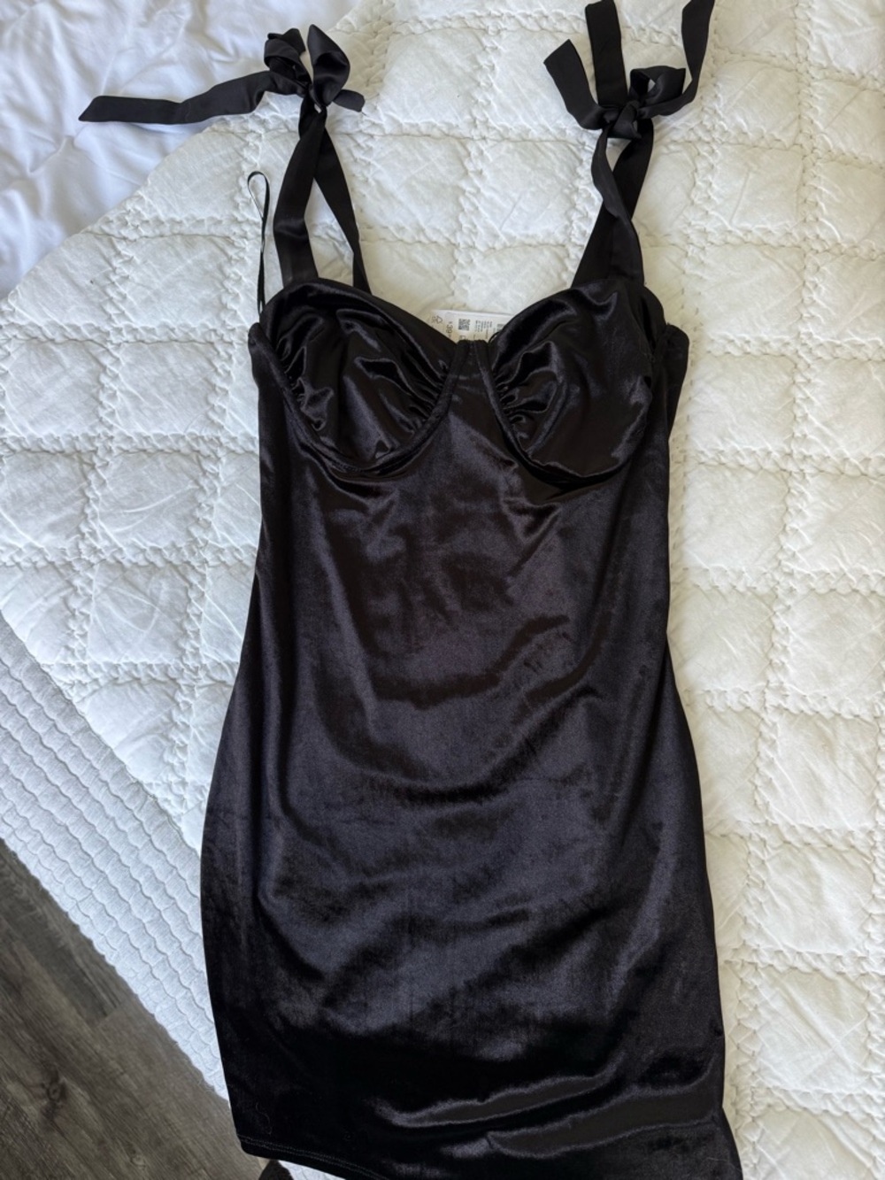 Garage Black Satin Ruched Bust Slip Dress